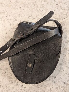 Lucky Brand Leather Mini Purse Cross Body Small Oval Bag Black Western Boho